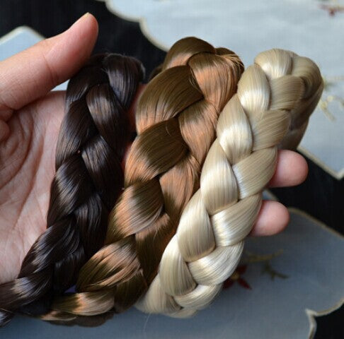2.5cm wide fashion bohemian wigs braid thick wide headband-Free Shipping