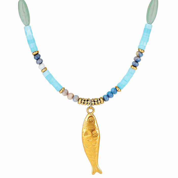 Akira Beaded Fish Pendant Necklace — Short Necklace