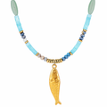 Akira Beaded Fish Pendant Necklace — Short Necklace