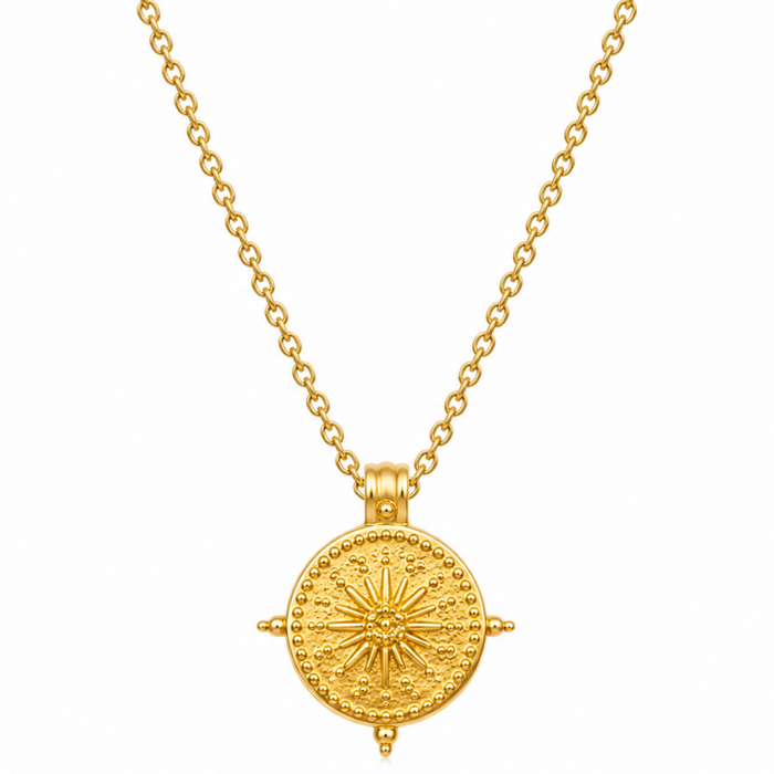 Beckett Sun Disc Pendant Necklace — Short Necklace