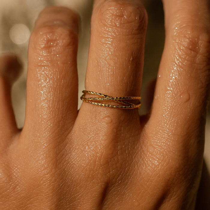 Blair Interlocking Hammered Ring — Stackable Ring