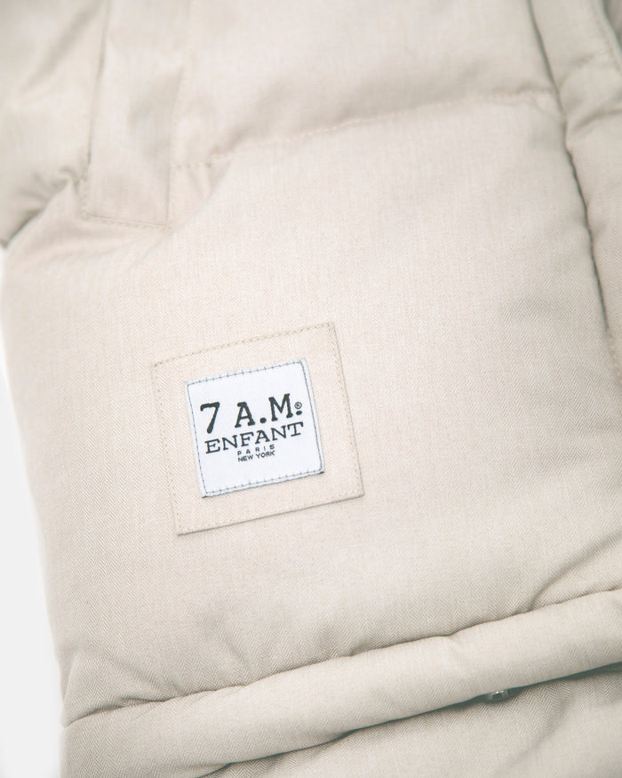 Heather Beige - White Faux Fur//