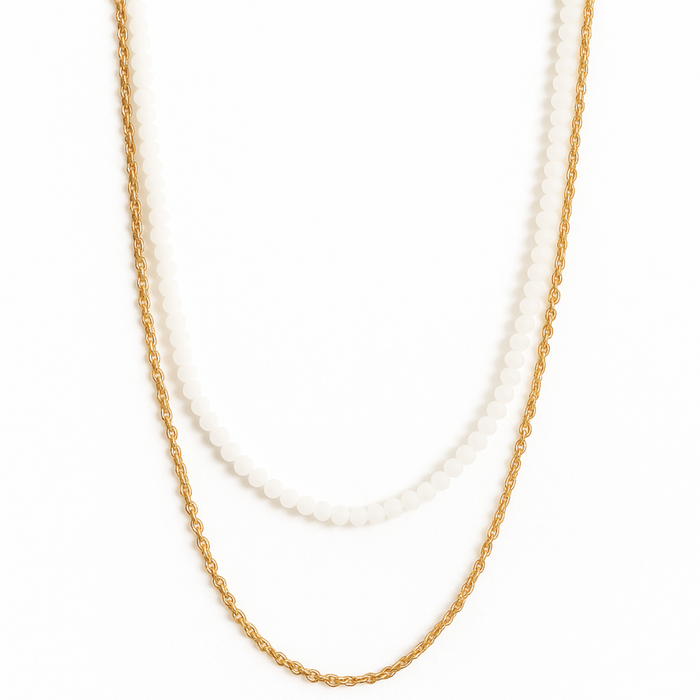 Brisa Double Chain Beaded Necklace — Short Necklace