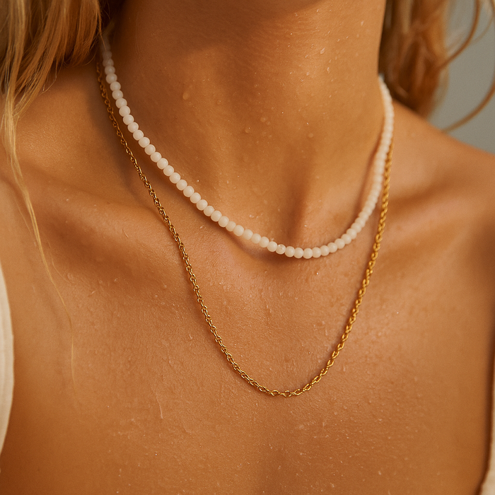 Brisa Double Chain Beaded Necklace — Short Necklace