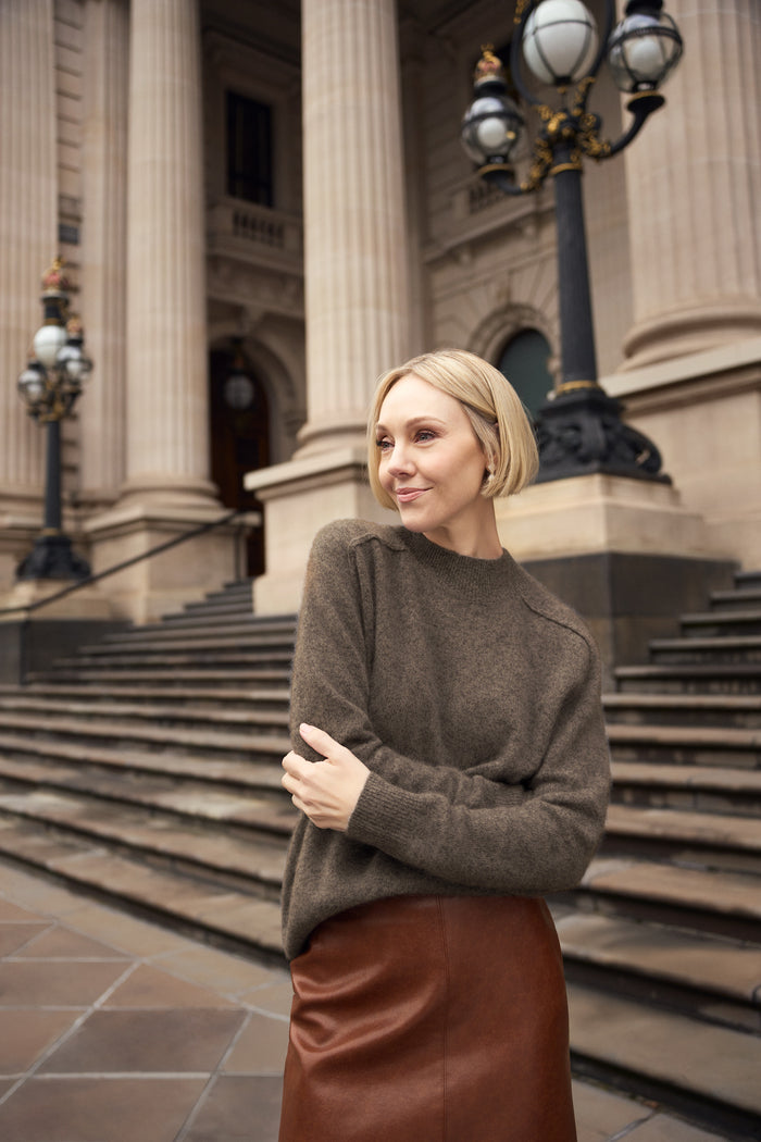 Brushed Merino Jumper - Coconut Marle