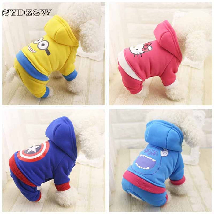 Cartoon Printed Pet Winter Dog &Cats clothes XS S M L XL XXL Pet Supplies Free Shipping