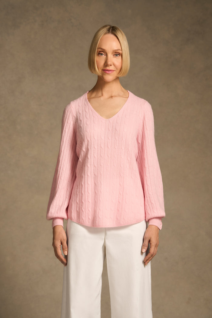Cashmere Blouson Sleeve Jumper - Blossom