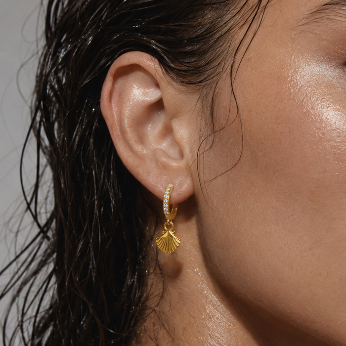 Citara Huggie Hoop Shell Earring — Hoop Earring