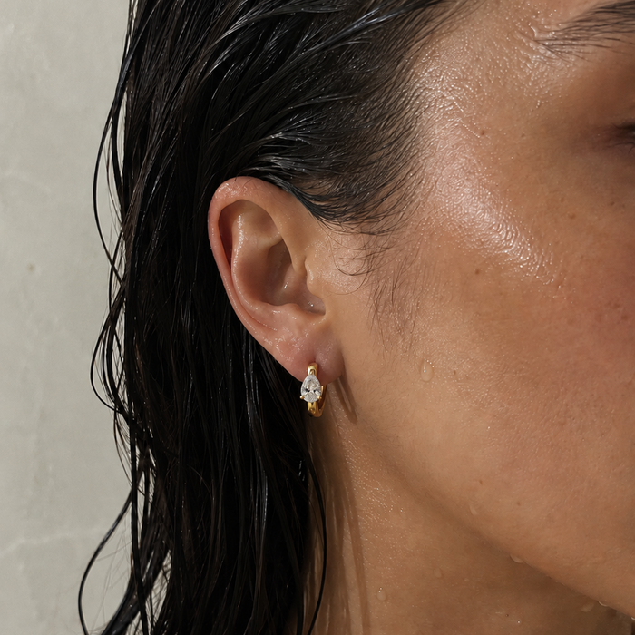 Colette Pear Huggie Hoop Earring