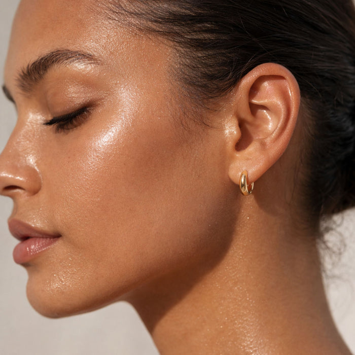 Corinne Elongated Dome Huggie Hoop Earring