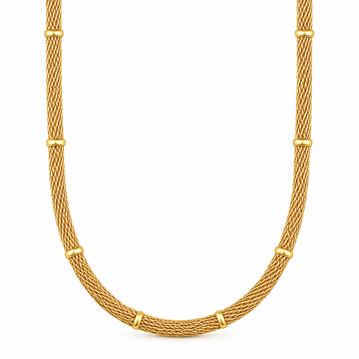 Cosette Beaded Round Mesh Chain Necklace — Short Necklace