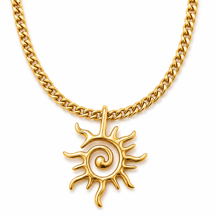 Danica Oversized Sun Pendant Necklace — Short Necklace