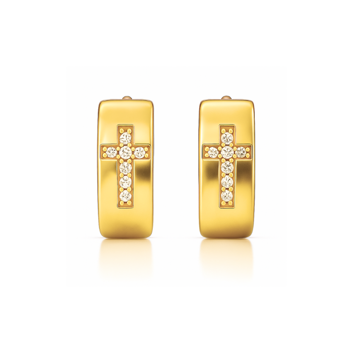 Denali Cross Huggie Hoop Earring