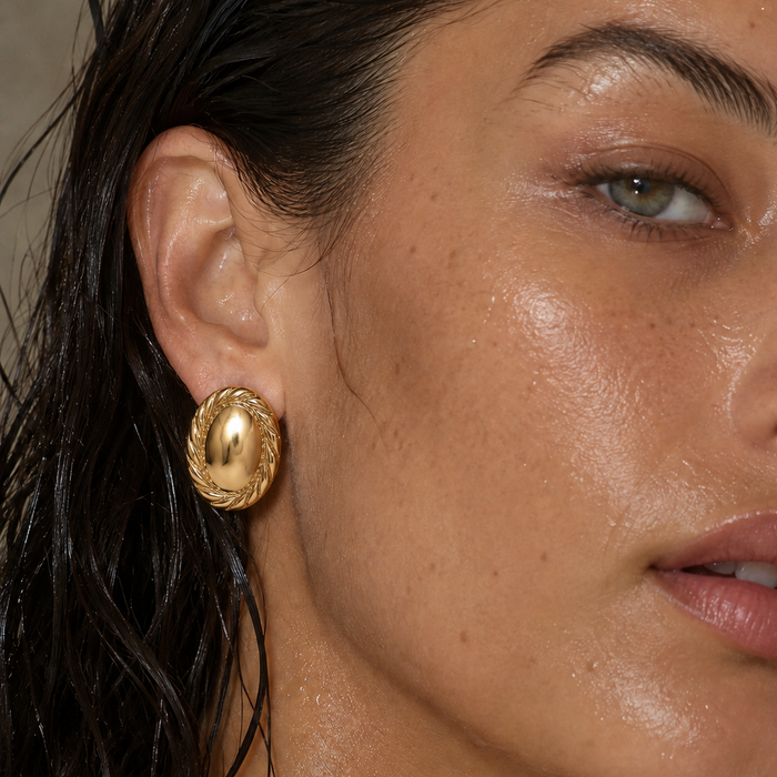 Diana Twisted Oval Button Earring — Stud Earring