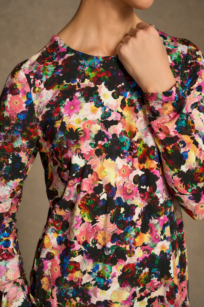 Double Layer Long Sleeve T-Shirt - Floral Collage Print
