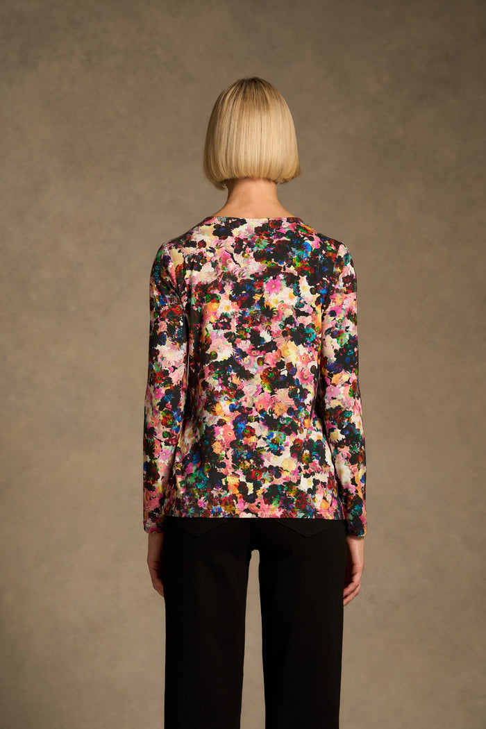Double Layer Long Sleeve T-Shirt - Floral Collage Print