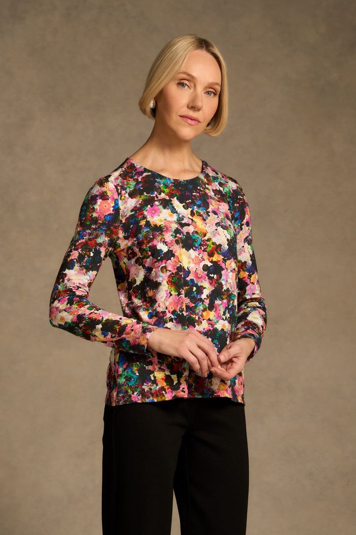 Double Layer Long Sleeve T-Shirt - Floral Collage Print