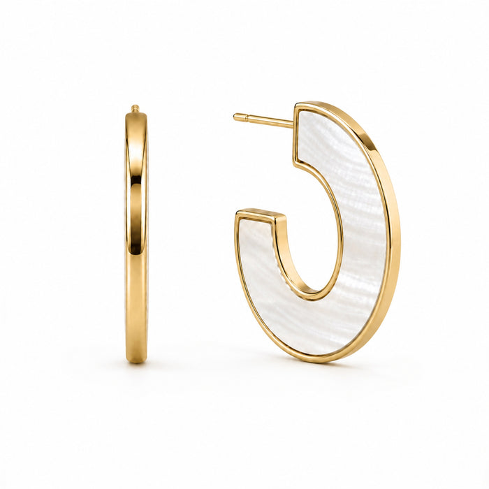 Dua Mother Of Pearl Medium Hoop Earring