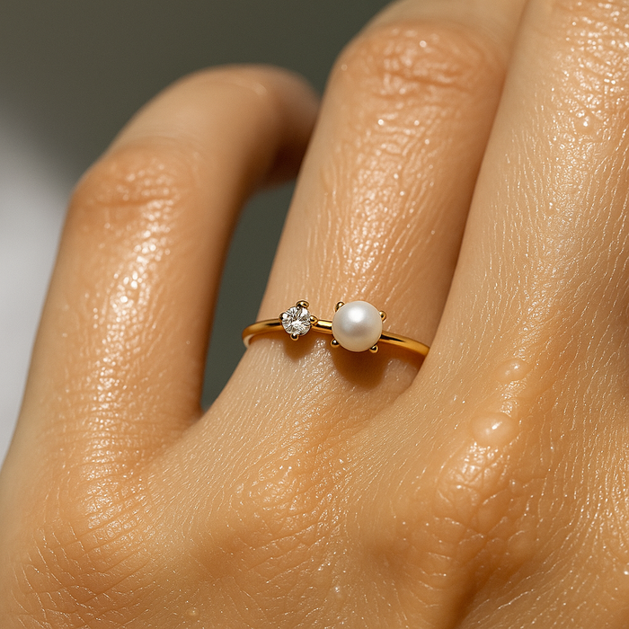 Enza Pearl Stone Ring — Stackable Ring