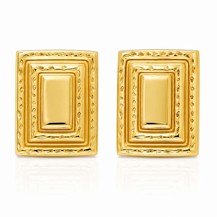 Hammered Rectangular Earring