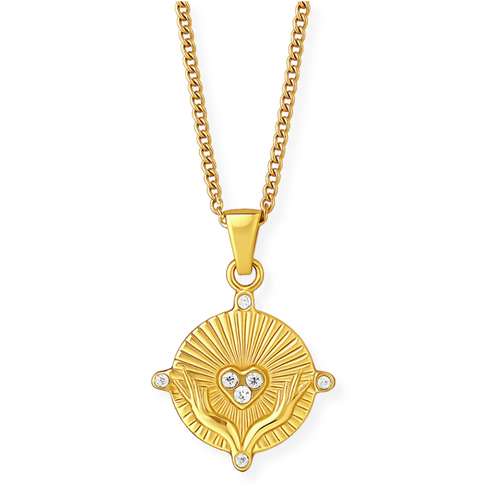 Heidi Heart Disc Pendant Necklace — Mid-Length Necklace