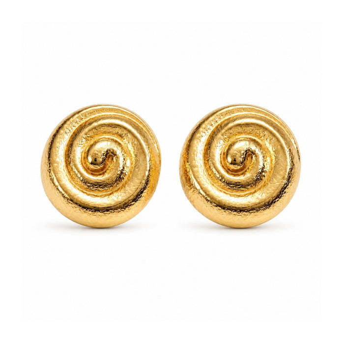Heloisa Textured Spiral Button Earring