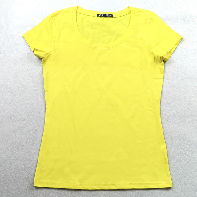 High Quality 21 Candy Color Cotton Basic T-shirt Women Casual - Free Shipping