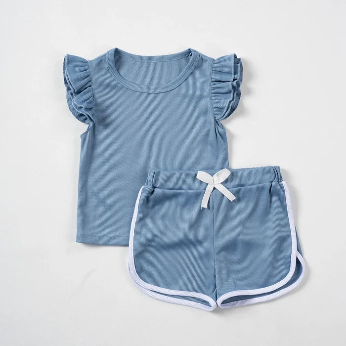 Home Outgoing Summer Shorts T-shirt Set Two Piece Cute Baby Set Comfortable Leisure Breathable Set