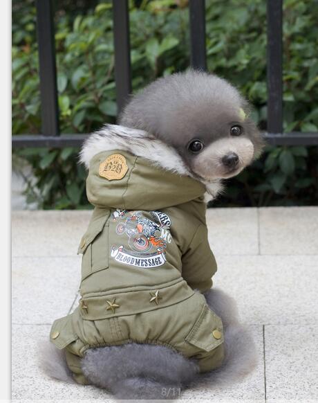 Hooded Four Legs Drivers Style Pet Dog Winter Coat Clothes From S to XXL Free Shipping