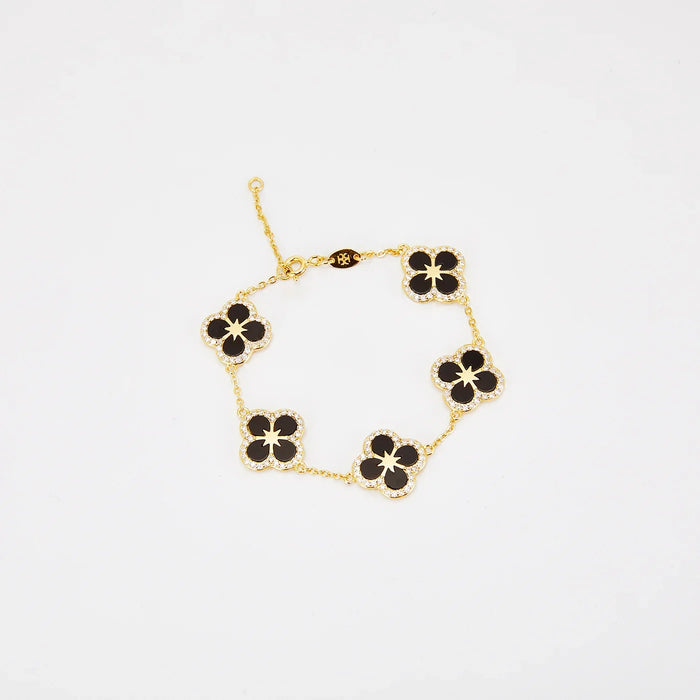 Iced Black Ventura Clover Bracelet | Bracelets by DORADO