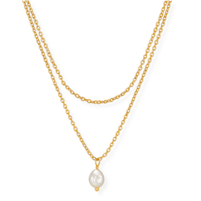 Jalen Double Chain Pearl Necklace — Short Necklace