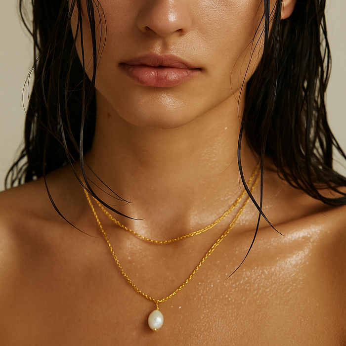 Jalen Double Chain Pearl Necklace — Short Necklace