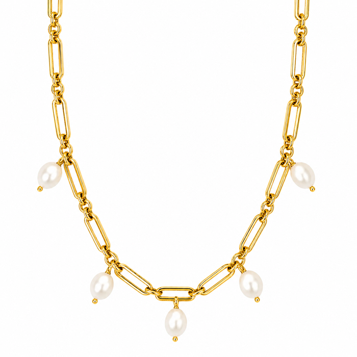 Kendall Toggle Chain Pearl Necklace — Short Necklace