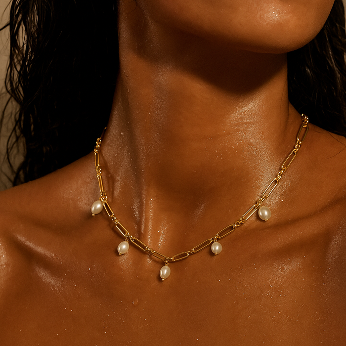 Kendall Toggle Chain Pearl Necklace — Short Necklace