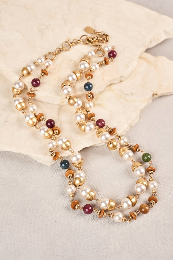 Layered Beaded & Pearl Necklace - Multi