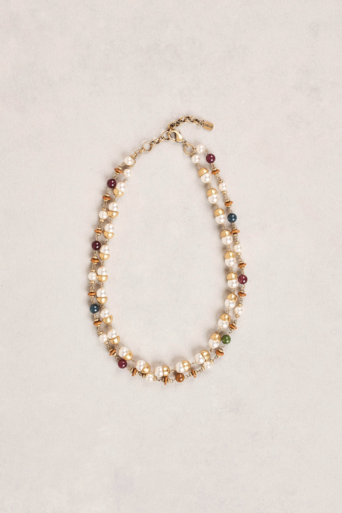 Layered Beaded & Pearl Necklace - Multi
