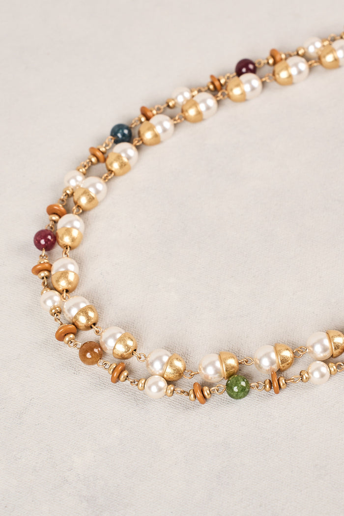 Layered Beaded & Pearl Necklace - Multi