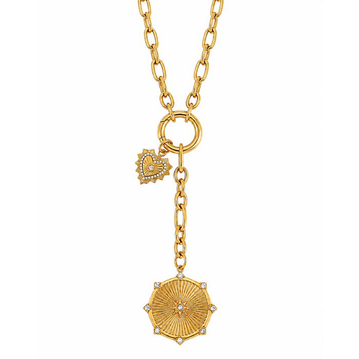 Linden Toggle Chain Medallion Lariat Necklace — Mid-Length Necklace