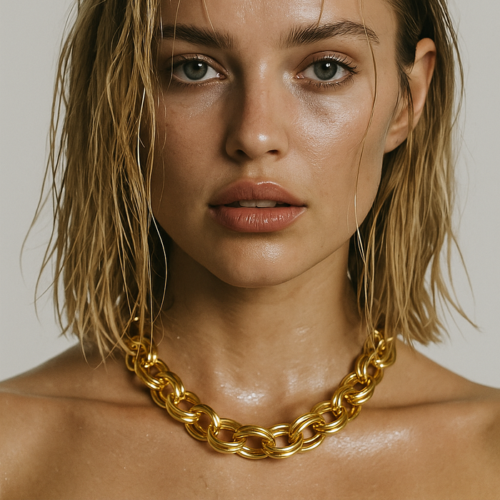 Louella Chunky Double Link Necklace — Short Necklace