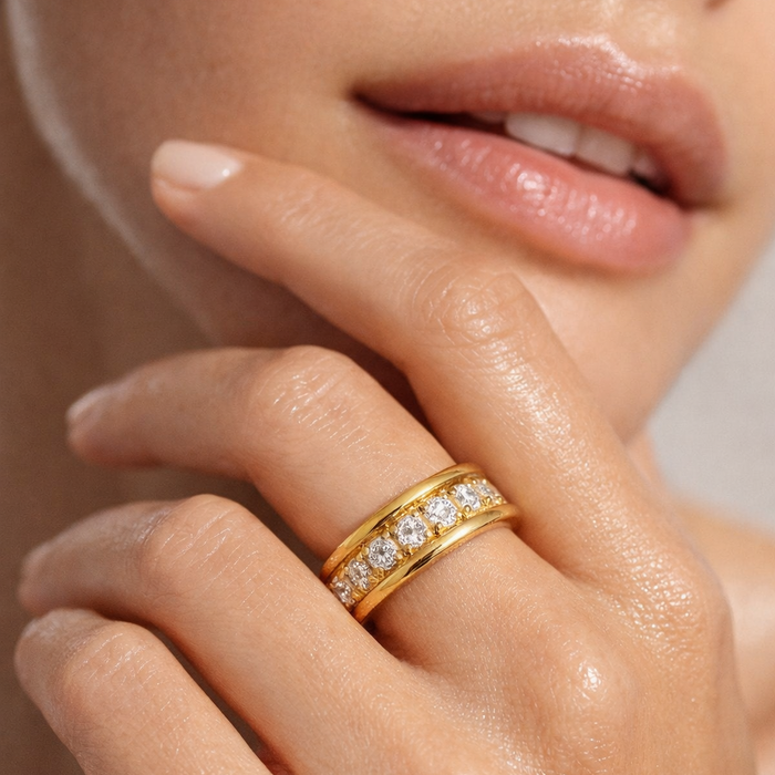 Louise Channel Set Band Ring — Statement Ring