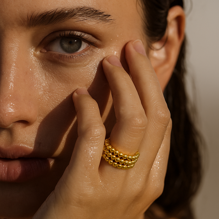Lucia Beaded Triple Ring Set — Stackable Ring