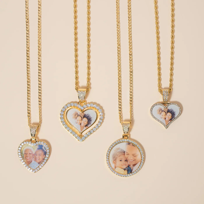 Iced Circle Photo Pendant | Necklaces by DORADO