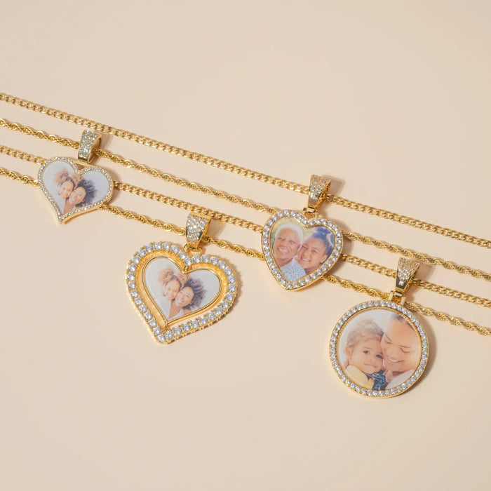Iced Circle Photo Pendant | Necklaces by DORADO