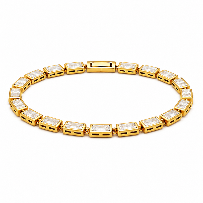 Monroe Baguette Bezel Tennis Chain Bracelet