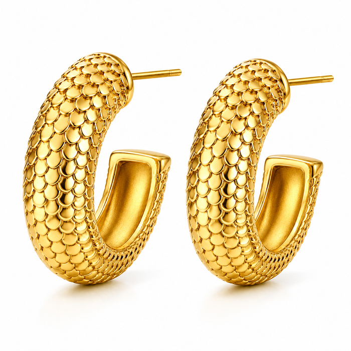 Nella Fish Scale Medium Hoop Earring