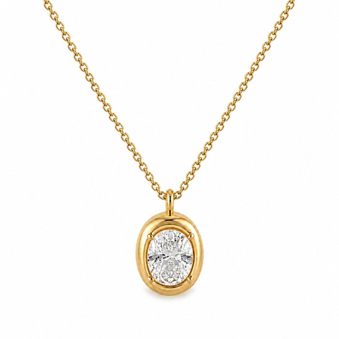 Oval Stone Pendant Necklace