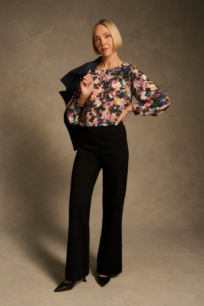 Printed Silk Blouse - Floral Collage Print