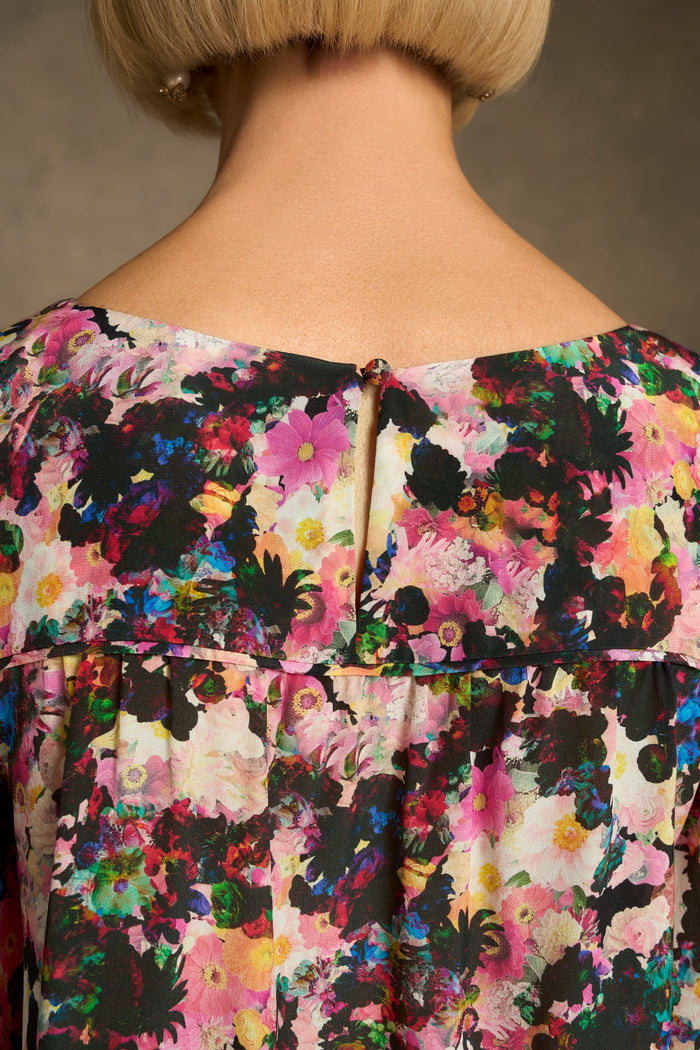 Printed Silk Blouse - Floral Collage Print