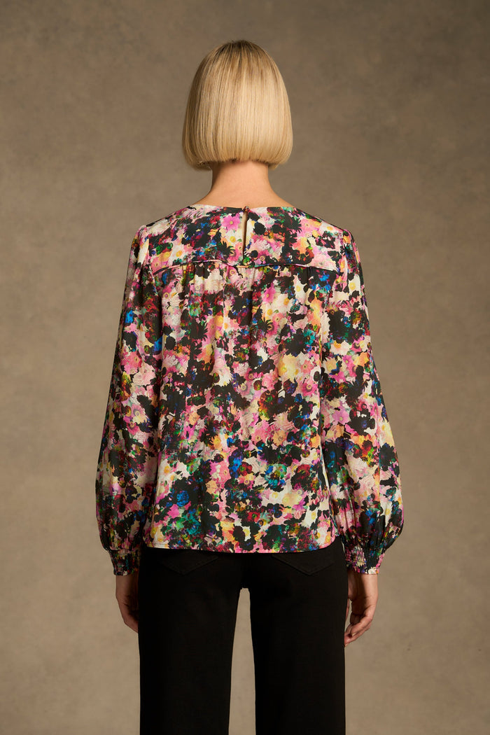 Printed Silk Blouse - Floral Collage Print