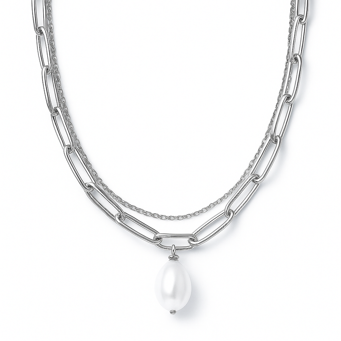 Renee Double Chain Pearl Choker Necklace — Short Necklace